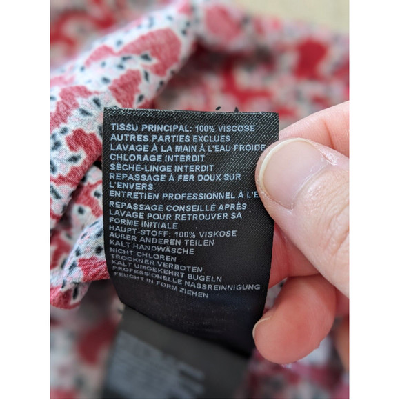 BA@SH Dress Womens Medium Red Floral Print 3/4 Rouched Sleeve V Neck Sheath - Picture 6 of 11